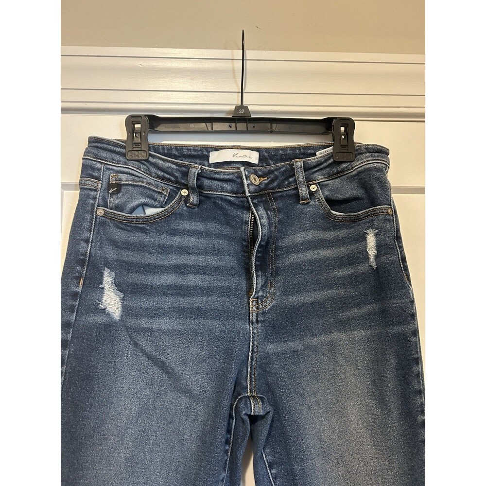 Kancan Women’s Size 13 / 30 Dark Wash Distressed Estilo Jeans High Rise Tapered - Picture 2 of 7